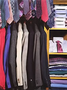 A cluttered wardrobe